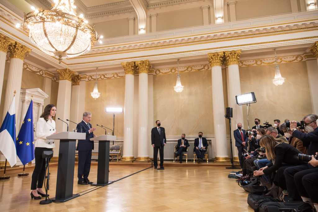 President Sauli Niinistö and Prime Minister Sanna Marin held a joint press conference on Finland’s security policy decisions on 15 May 2022. Matti Porre / Office of the President of the Republic of Finland 
